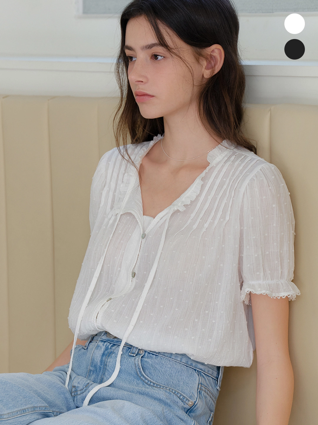 아워코모스 comos 1183 pintuck lace blouse (2color) 상품 이미지 2