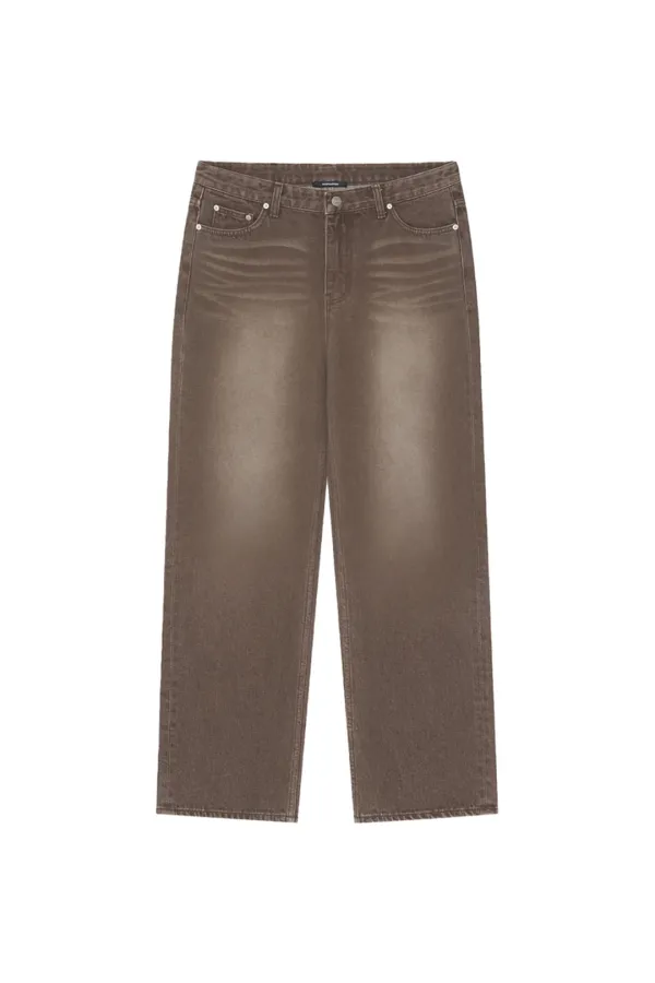 LOW RISE STRAIGHT-FIT JEANS (BROWN)