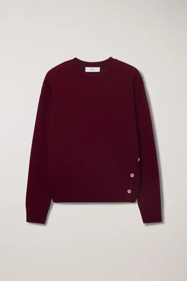 UNISEX BUTTONED CREWNECK SWEATER RED_UDSW5C107R2