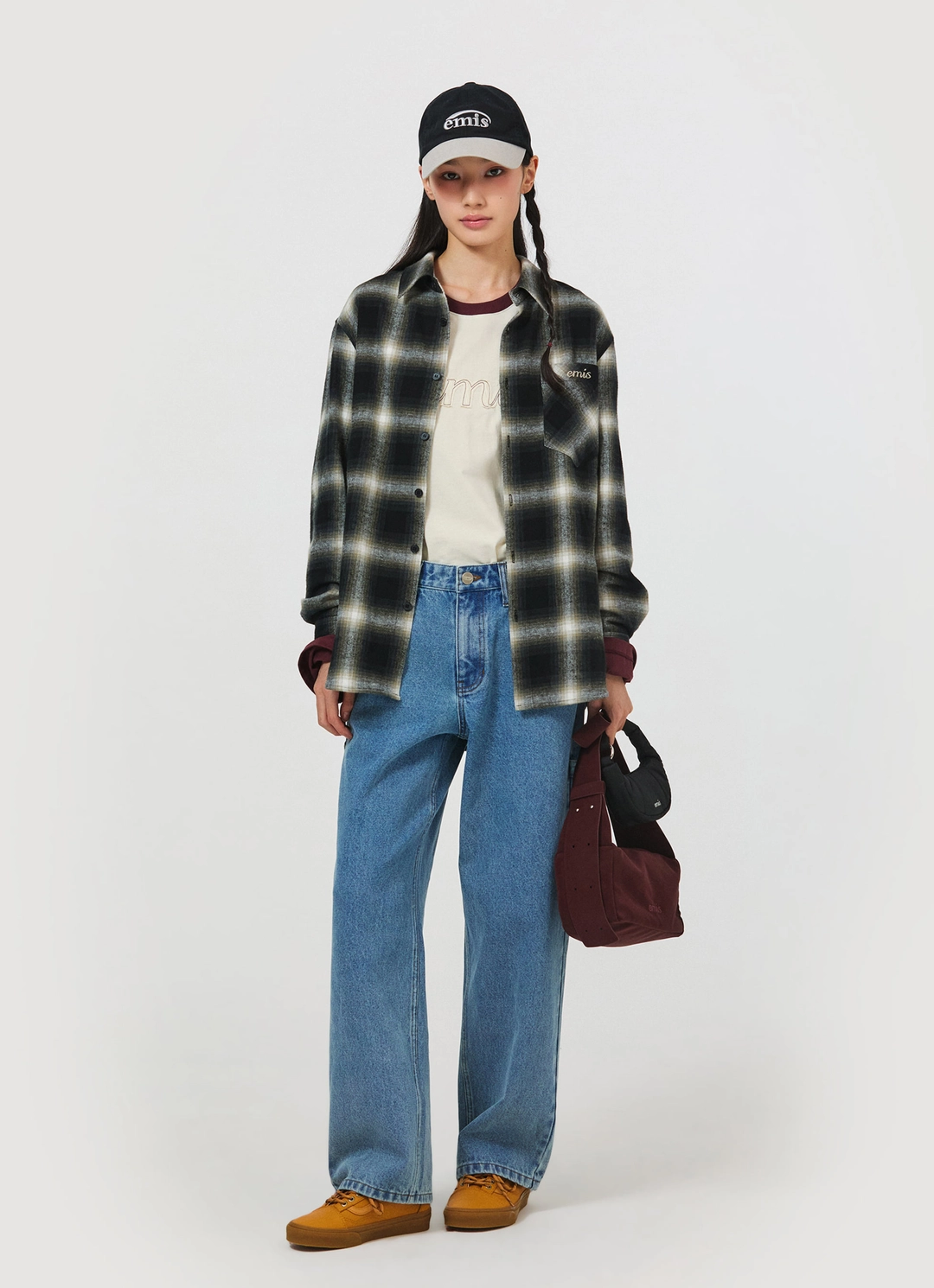 이미스 WIDE STRAP HOBO BAG-BURGUNDY 상품 이미지 2