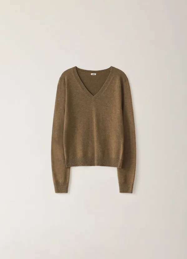 Base Slim V-neck Knit - Brown (10월 중순 순차배송)