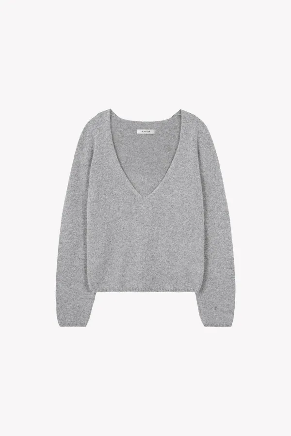 Noian Deep V neck Knit (Gray)