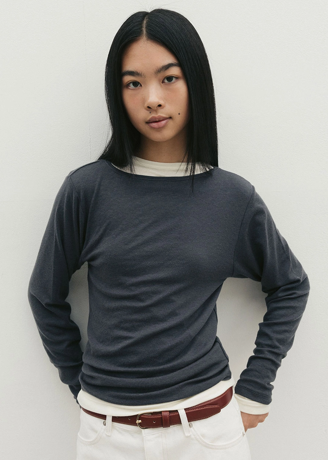 더라이 Boat-neck Wool Top(Charcoal) 상품 이미지 2
