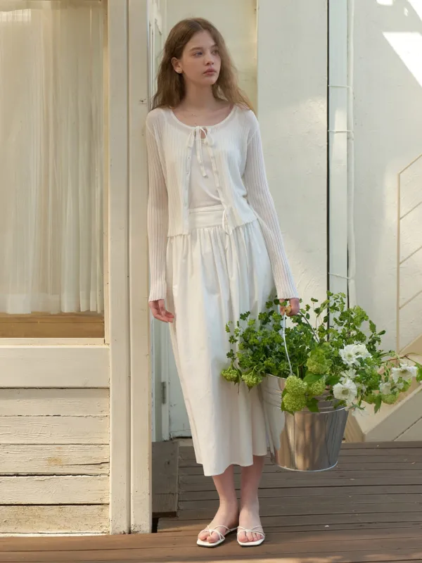 Loana strap knit cardigan (white)