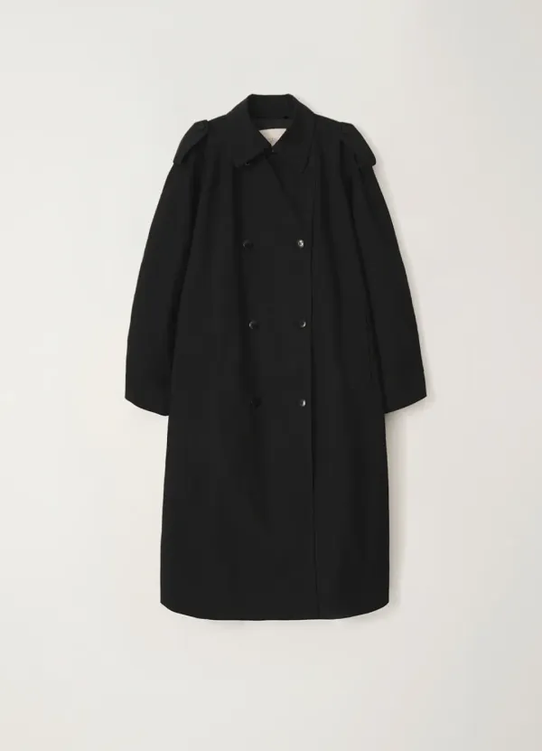 Oversized double-breasted trench (Black)