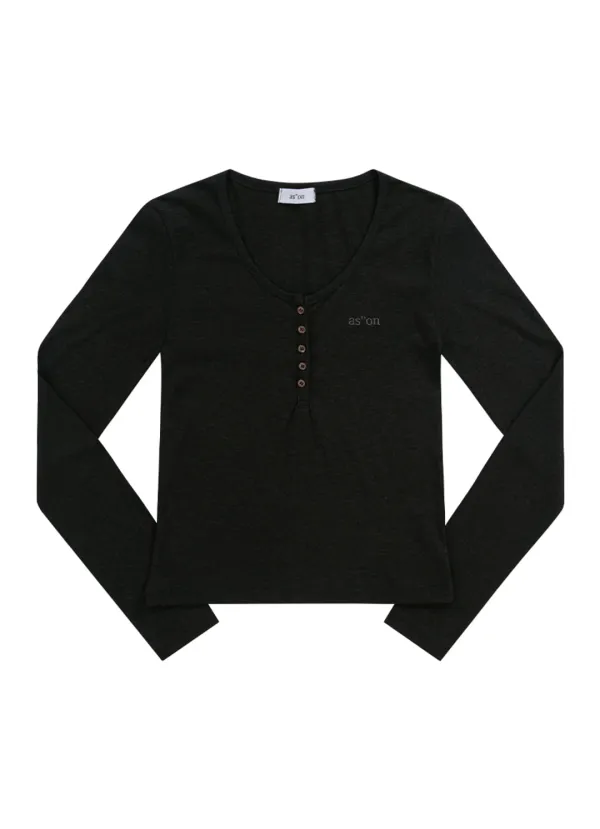 LEA BUTTON TEE / CHARCOAL