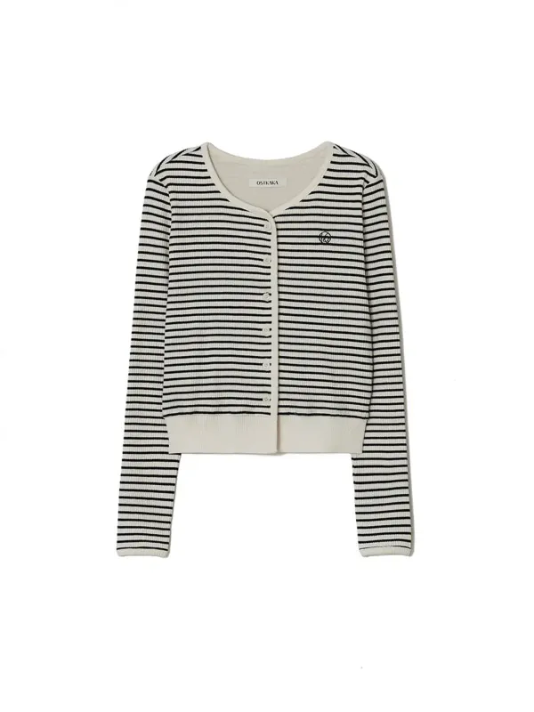 Symbol Logo Jersey Cardigan Ivory