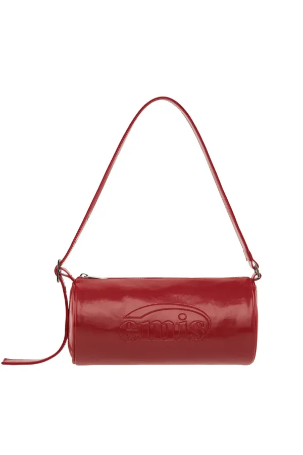 EMBOSSED BARREL BAG-RED