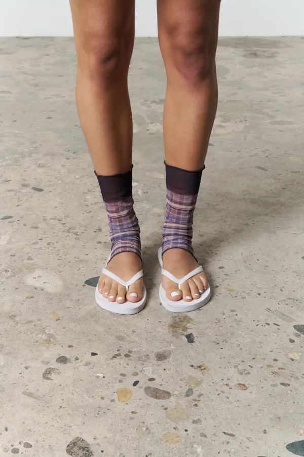 Dark Tartan Mesh  Leg Warmers, Short(3rd Restock)