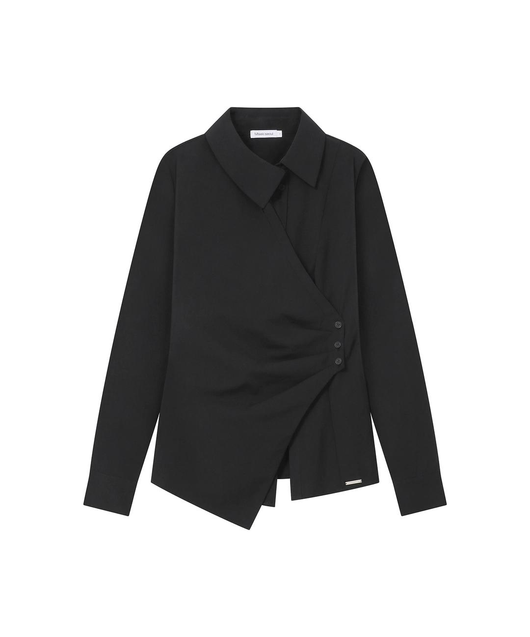 미세키서울 Wrap pleats button shirt BLACK 상품 이미지 1
