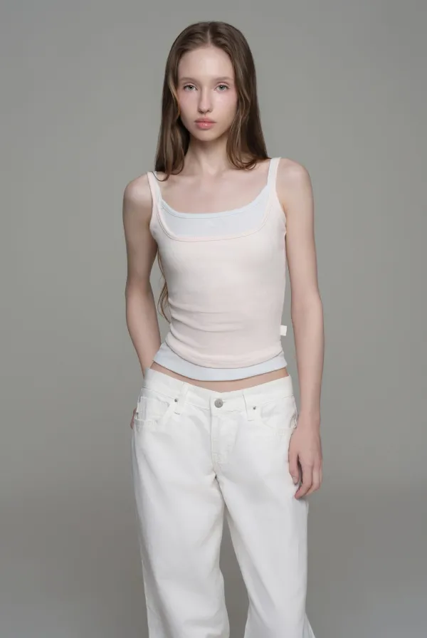 Doubles soft layered camisole top, Pink