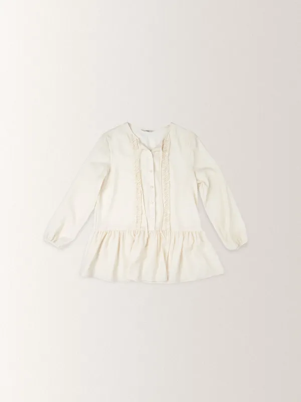 (*5/18 순차 출고) RUFFLE WRAP BLOUSE [ CREAM ]