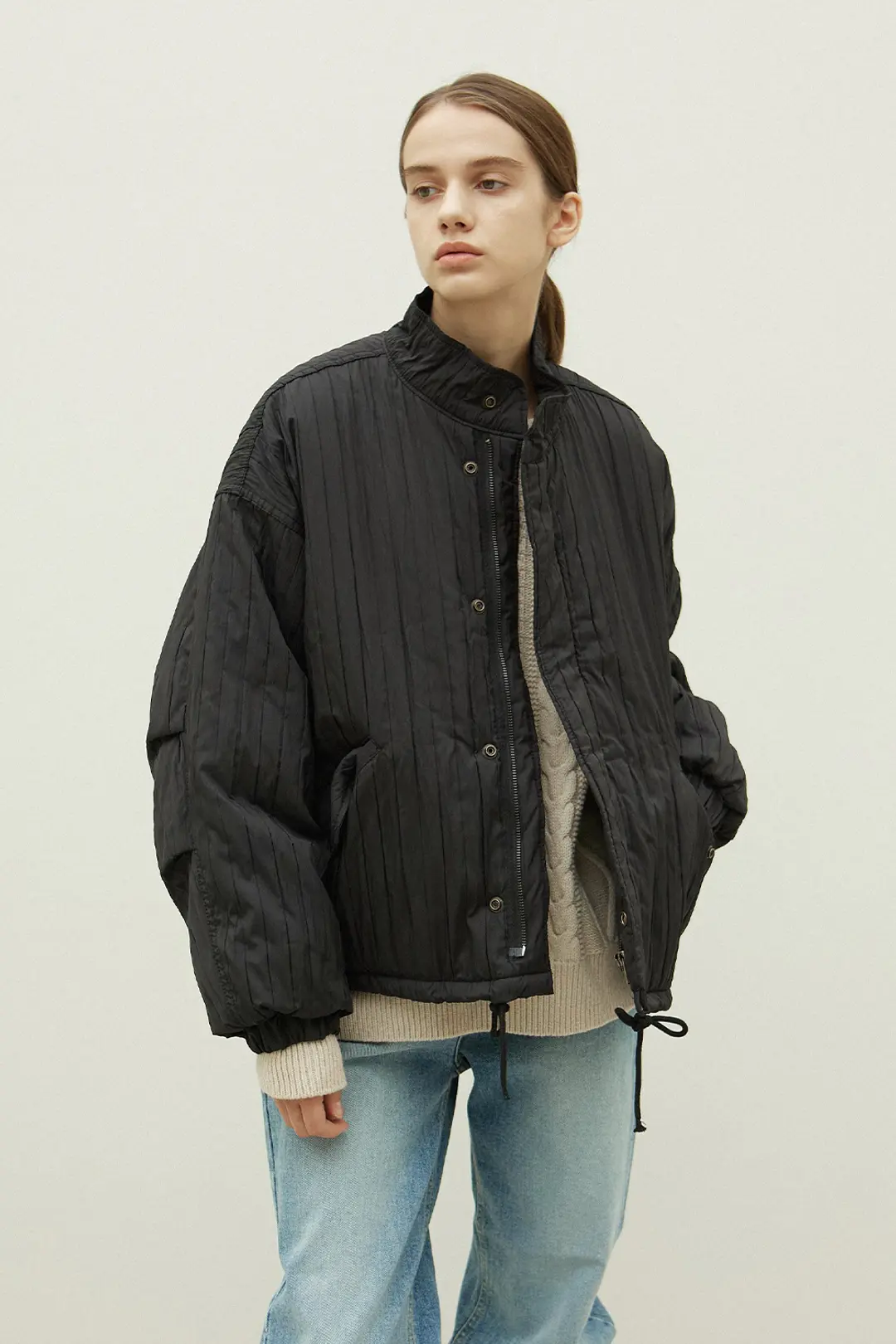 오브오브 Kai string quilting jumper_black 상품 이미지 2