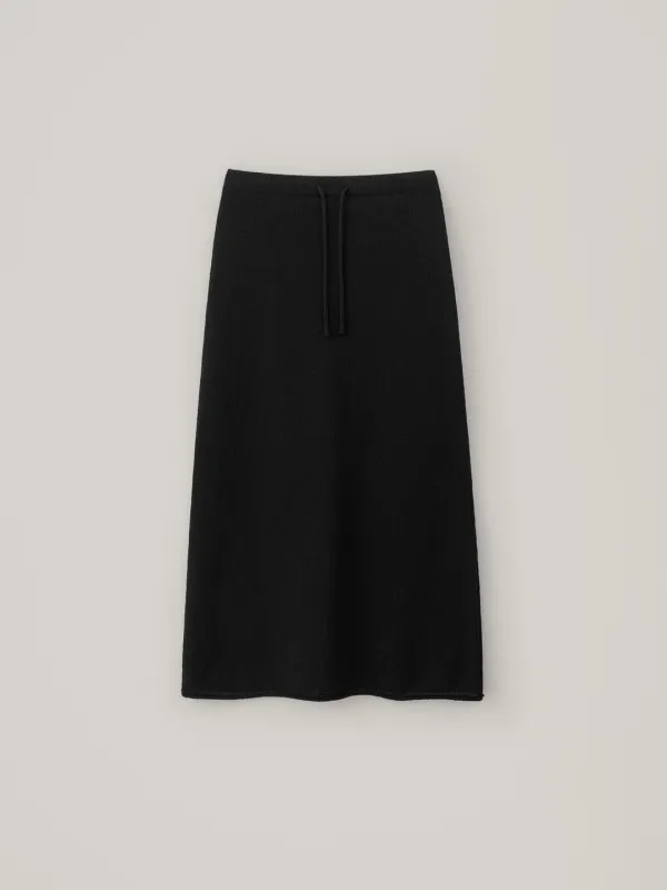 Soy Cotton Maxi Knit Skirt - Black