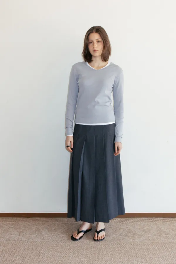 [7th] Maxi Pleated Skirt in Charcoal