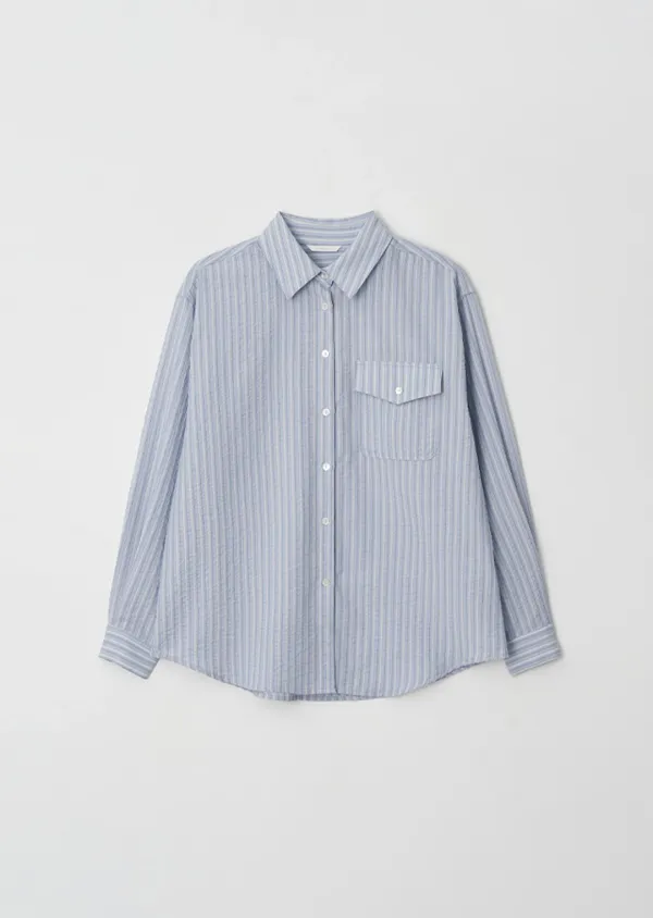 stripe pocket shirt-sky blue