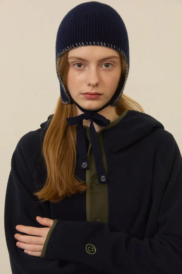 STITCH KNIT HAT NAVY