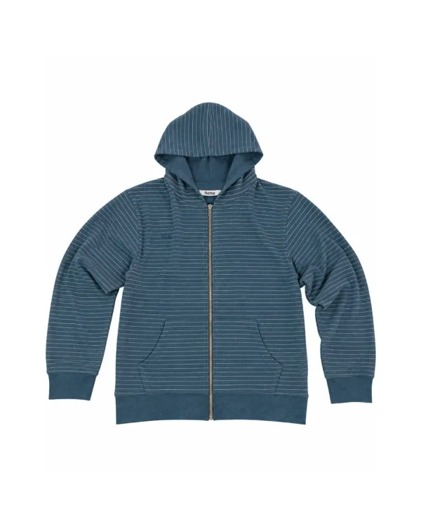 Stripe Angora Hoodie_Ocean Green