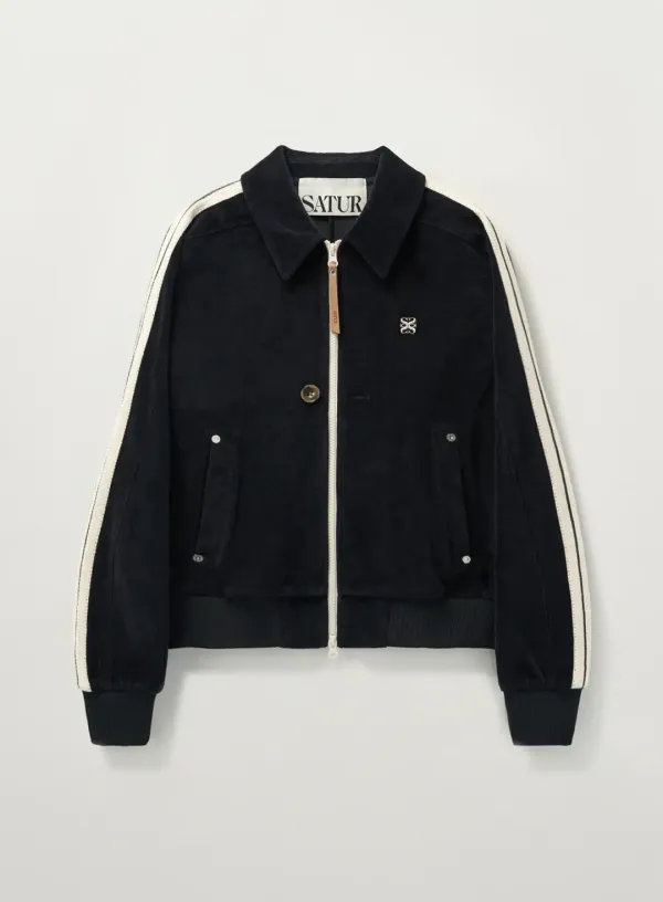 (W) Lawton Velour Collar Jacket - Black