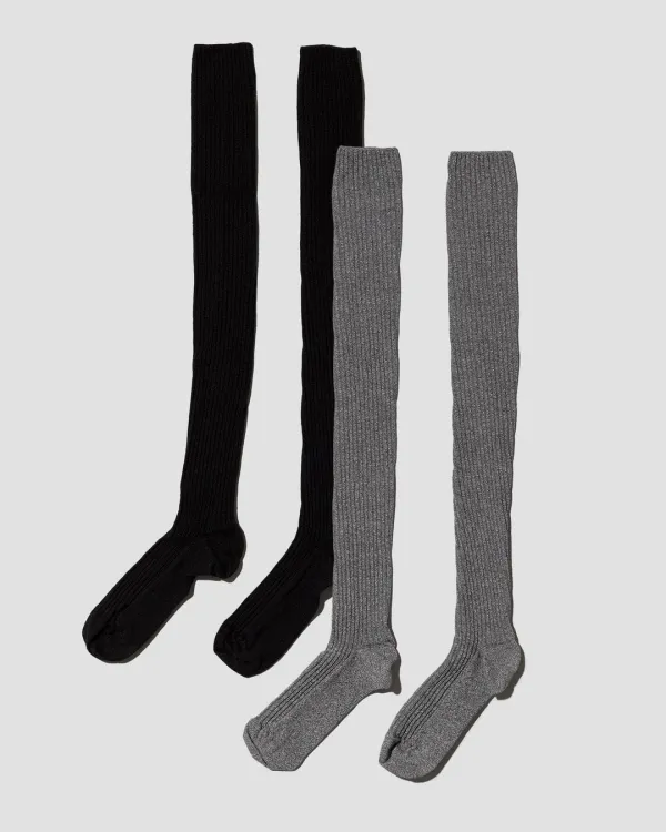 Pack - 2 Overknee Socks (Black / grey)
