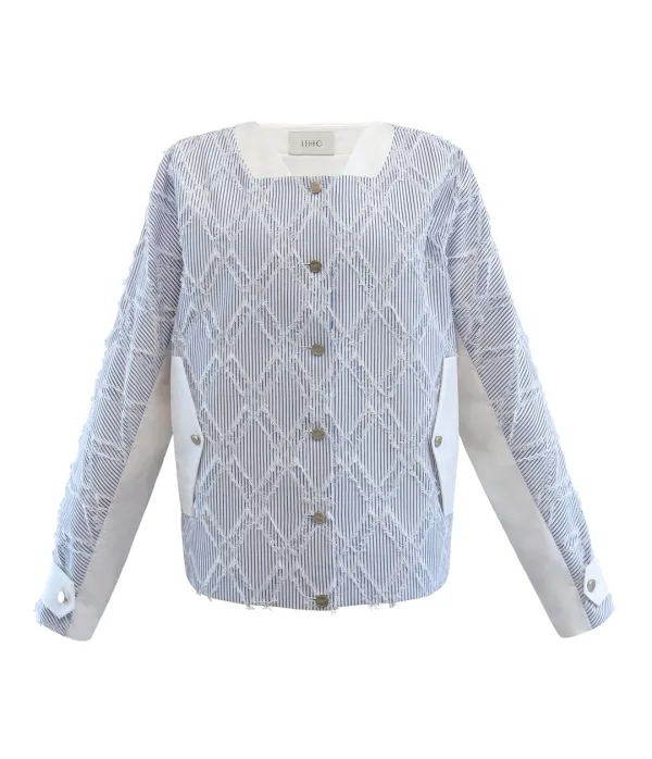 DIAMOND FRINGE EMBROIDERED BOMBER JACKET