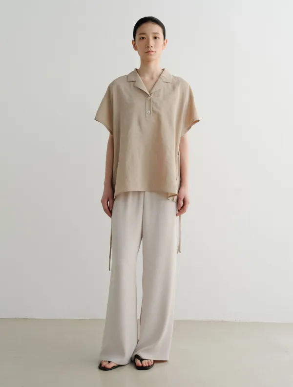 Rayon Drawstring Blouse (Beige)