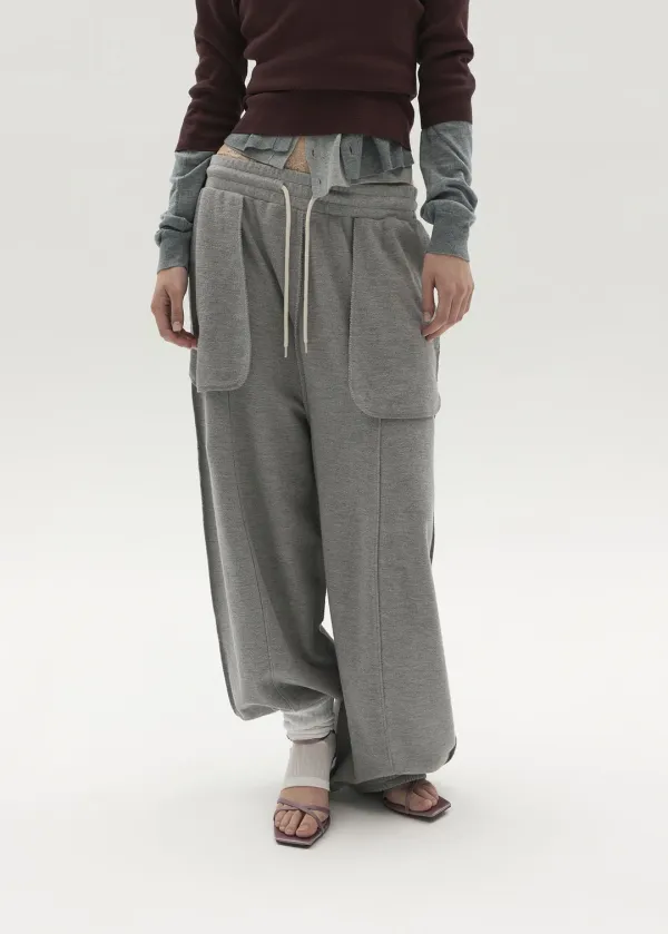 POCKET DETAIL JERSEY PANTS (MELANGE GREY)