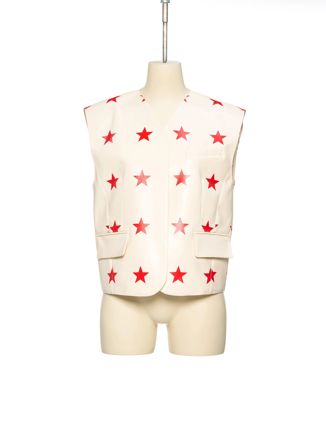 푸쉬버튼 PS26 IVORY STAR PRINT FAUX LEATHER VEST 상품 이미지 1