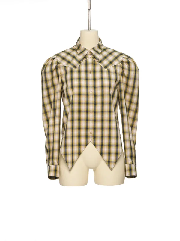 PS26 YELLOW CHECK WESTERN PUFF SHIRT