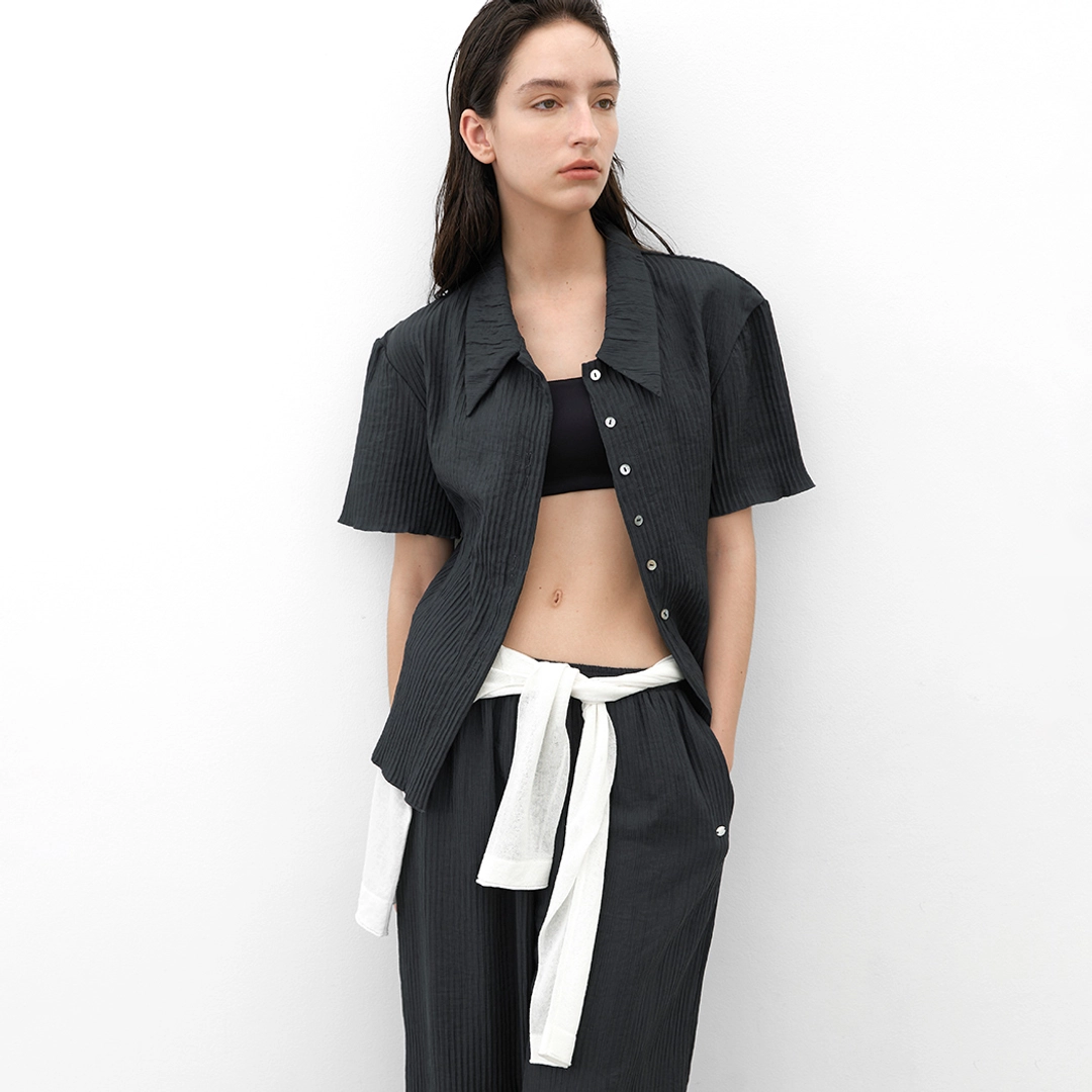 아뜰리에 나인 (BL-4312)LIT PLEATS SHIRT BLOUSE 상품 이미지 1