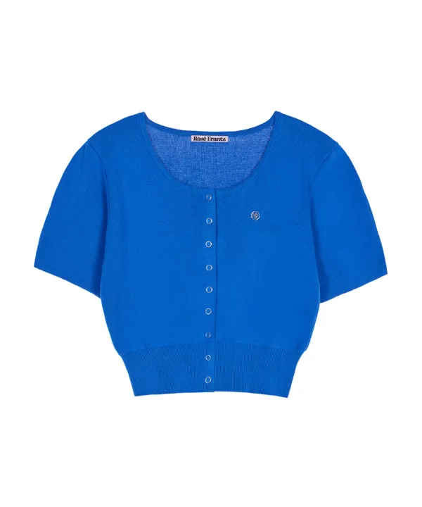 Eyelet Half Sleeve Cardigan [Blue]