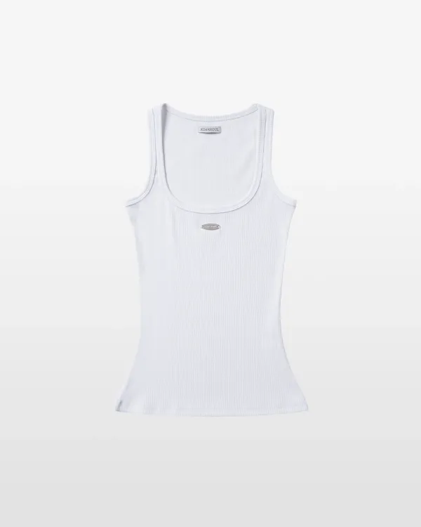 WIDE METAL LOGO SLEEVELESS *white