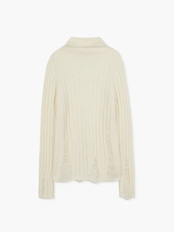 RIBBED TURTLENECK PULLOVER_ivory