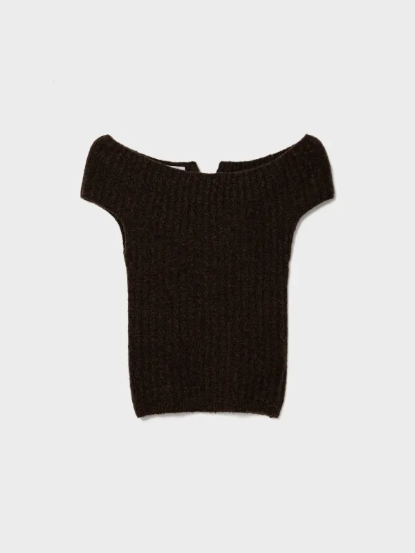 Off-Shoulder Wool Knit_Brown