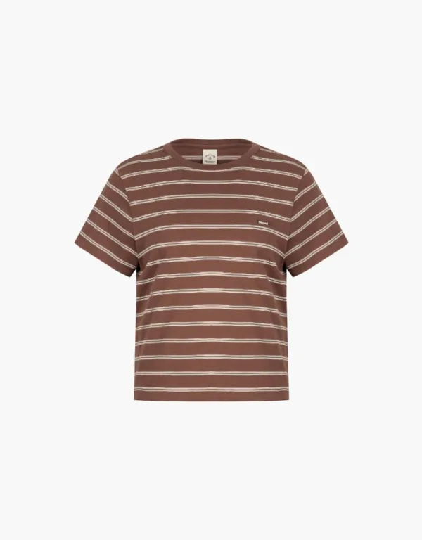 stripe crop t-shirt - brown
