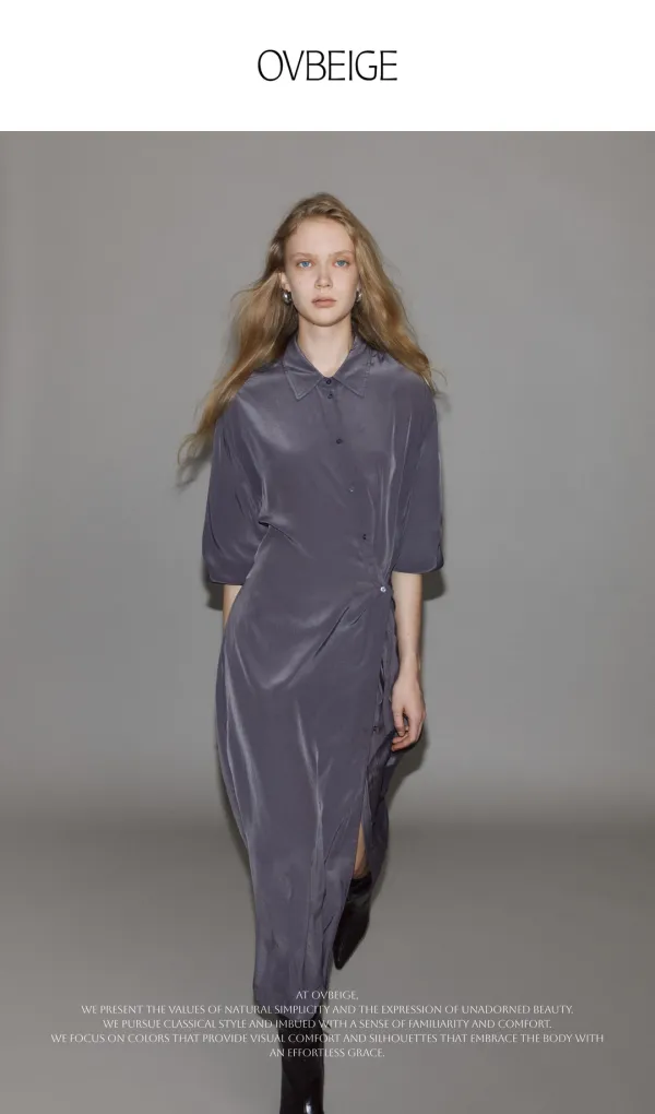LUNE WRAP SHIRT DRESS_STONE GREY