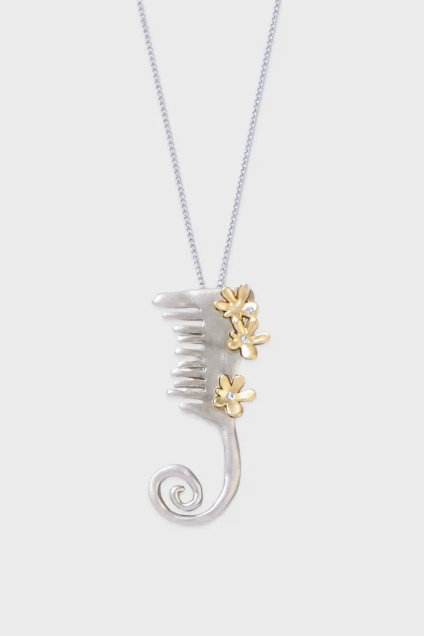 Bloom Brush Necklace (Silver Gold)