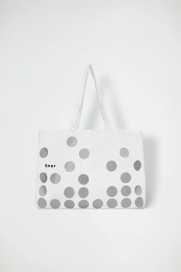 SILVER DOT ECO BAG - WHITE