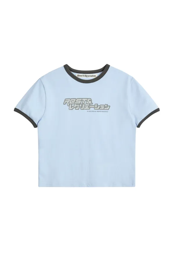 ANIME LOGO RINGER T-SHIRT - SKY BLUE
