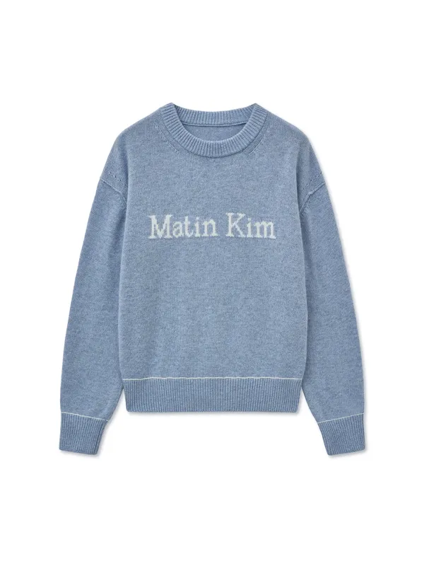 COLOR TRIM LINE LOGO PULLOVER IN LIGHT BLUE