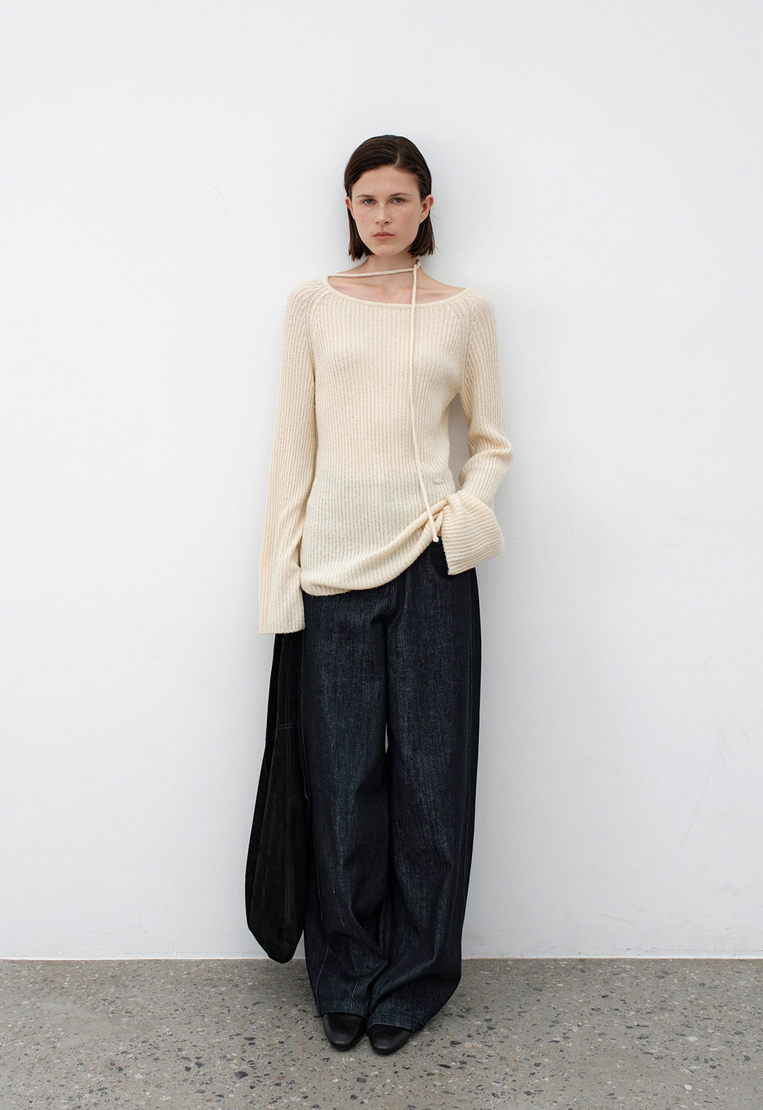 아뜰리에 나인 (T-7123)UNBALANCED NECK STRING WOOL KNIT 상품 이미지 3
