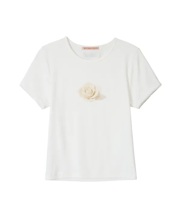 Porcelain Rose Tee-Ivory
