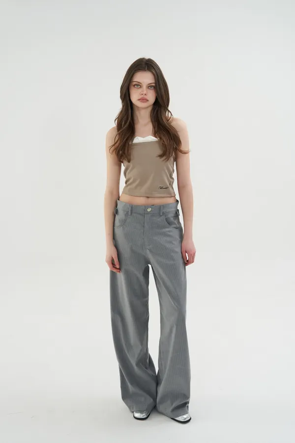 TWIST FRILL TOP BEIGE