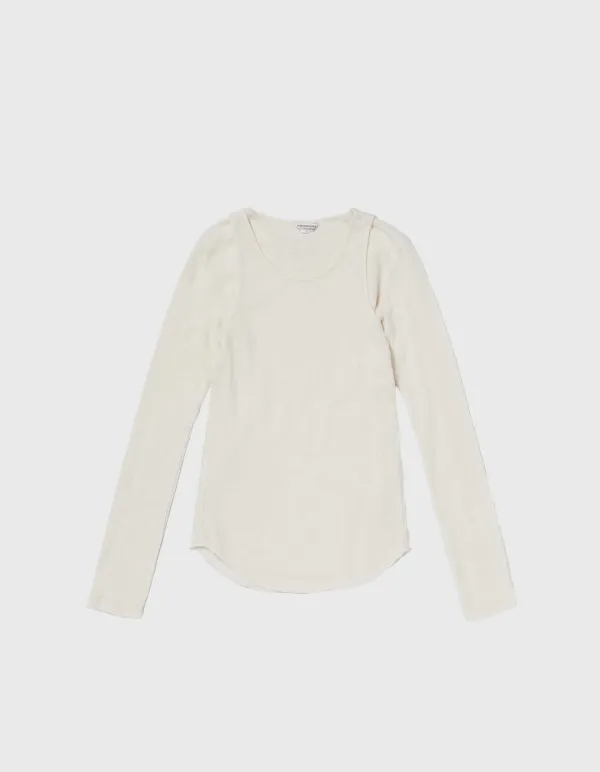 WAFFLE MESH LAYERED LONG SLEEVE / Ivory