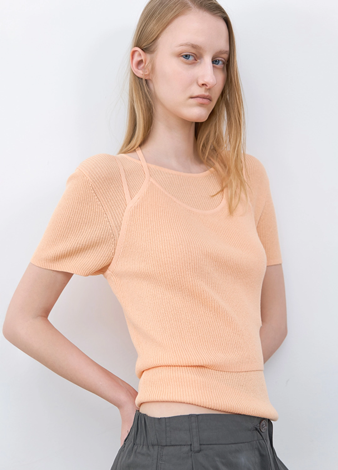 아뜰리에 나인 (T-7250)LAYERD HALTER NECK BUSTIER&TOP KNIT SET 상품 이미지 2