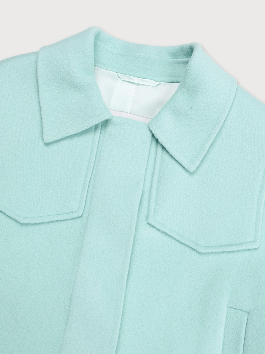 뮤제 ZAHA Merino Wool Handmade Short Coat_Light Mint 상품 이미지 3