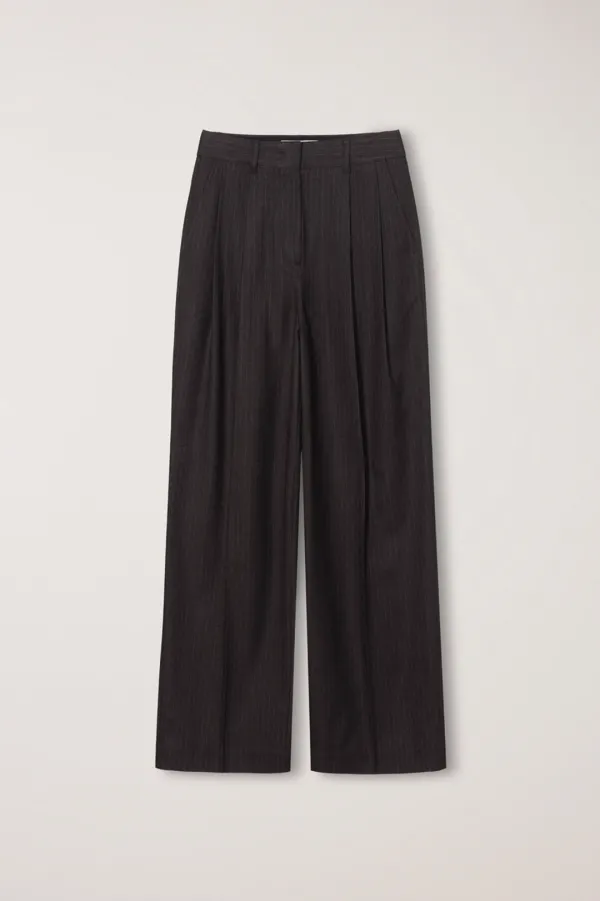 WINTER FLANNEL SLACKS DARK BROWN STRIPE_UDPA6D221W3