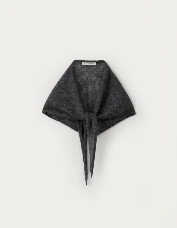 Kid Mohair Knit Scarf - Charcoal