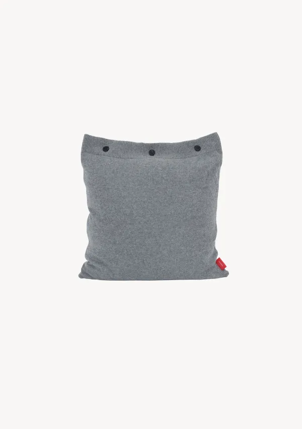 [Exclusive] Button Knitted Cushion Cover in Gray