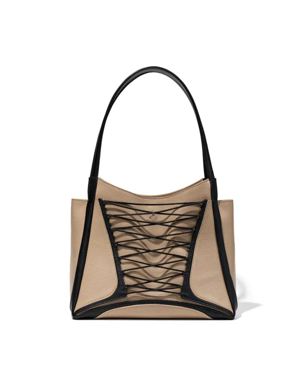 CORSET CURVE SHOULDER BAG_BEIGE